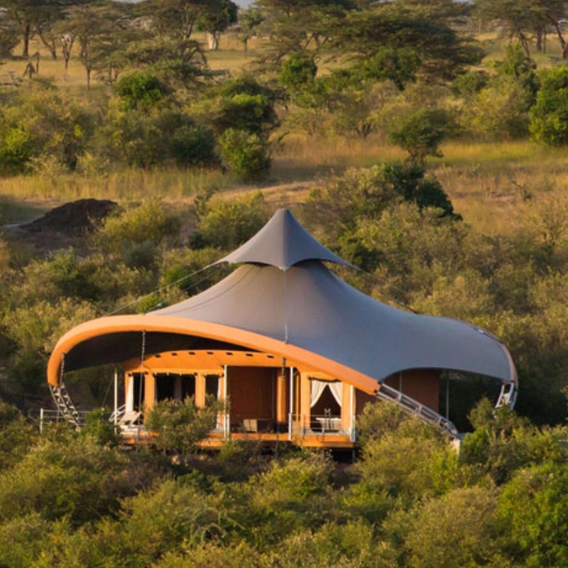 Сглобяеми сафари къщи двойни слоеве PVDF мембранна структура на хотел Настаняване на палатка в Южна Африка