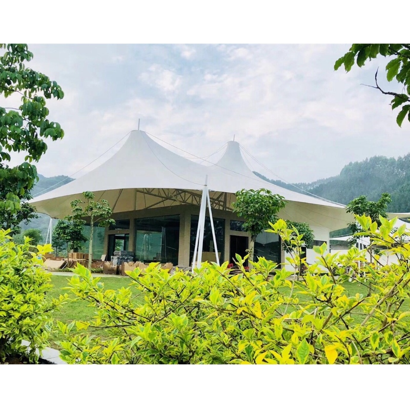 Сглобяеми къщи на открито Евтини глампинг палатки Производители PVDf плат стоманена конструкция Луксозна палатка хотел